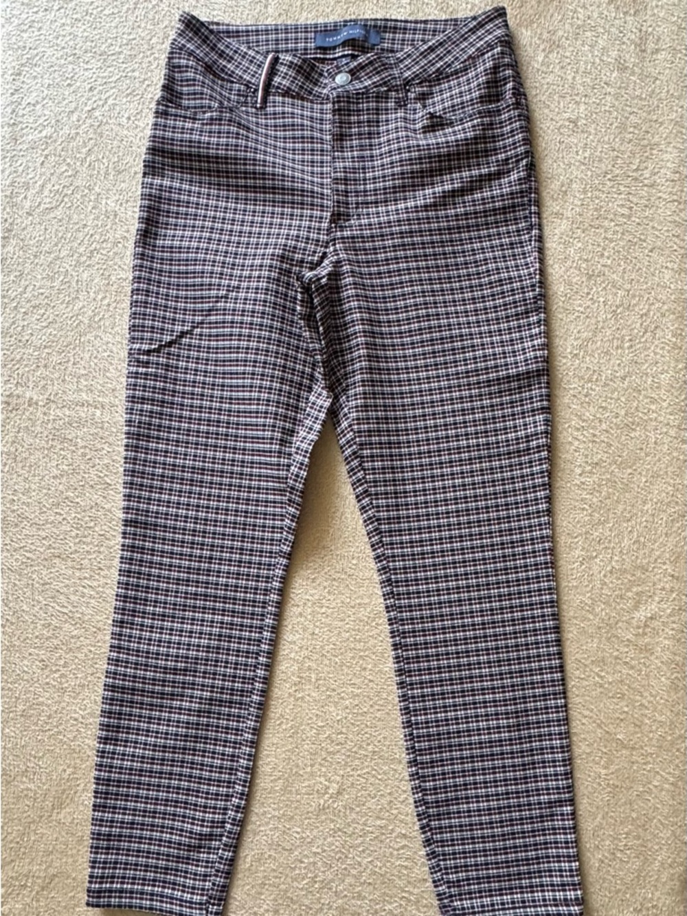 Tommy Hilfiger Skinny Plaid Pants in Navy, White, Red